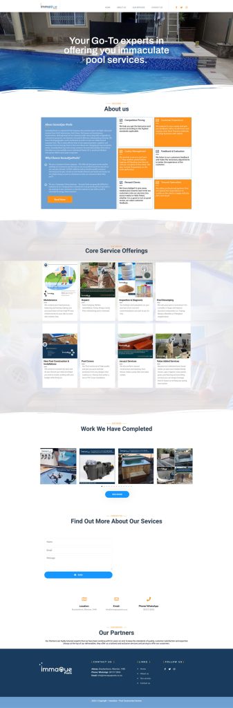 ImmaQue Pools portfolio design by DZ9 Studio