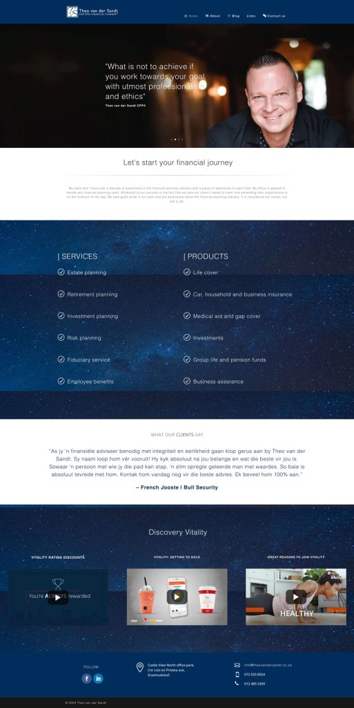 Theo van der Sandt WordPress website design
